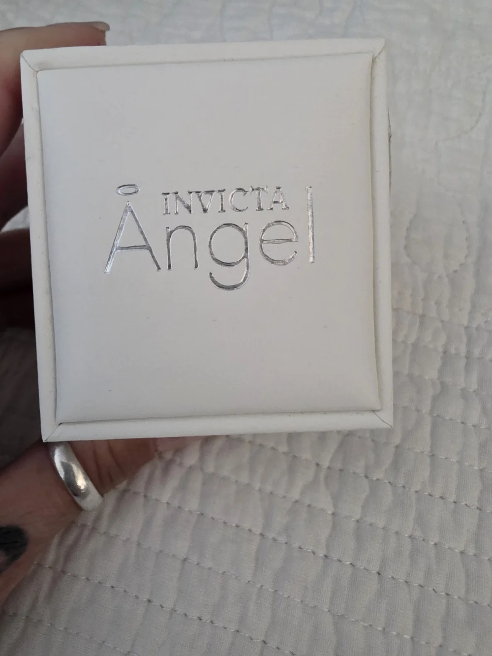 Invicta Angel Women's Ring Watch ~ Silver Cushion Watch Head with Silver Dial